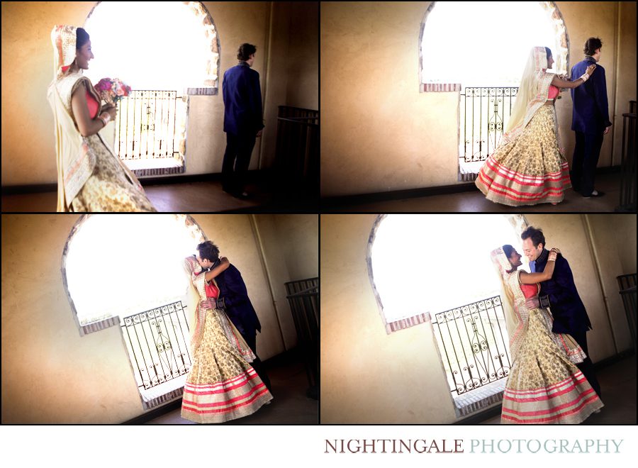 Couple has a first look before their Indian wedding at Jacuzzi Vineyards