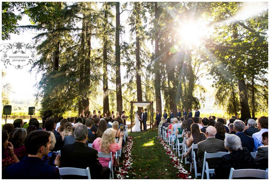 redwood grove wedding venue in napa at Charles krug wedding