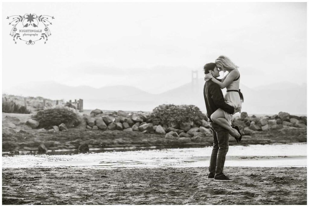 Cute engagement photos from beach in San Francisco