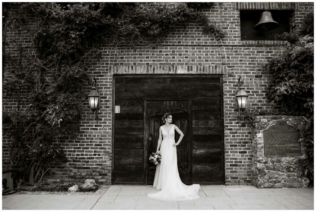 Gorgeous black and white portrait of bride at Napa Valley winery