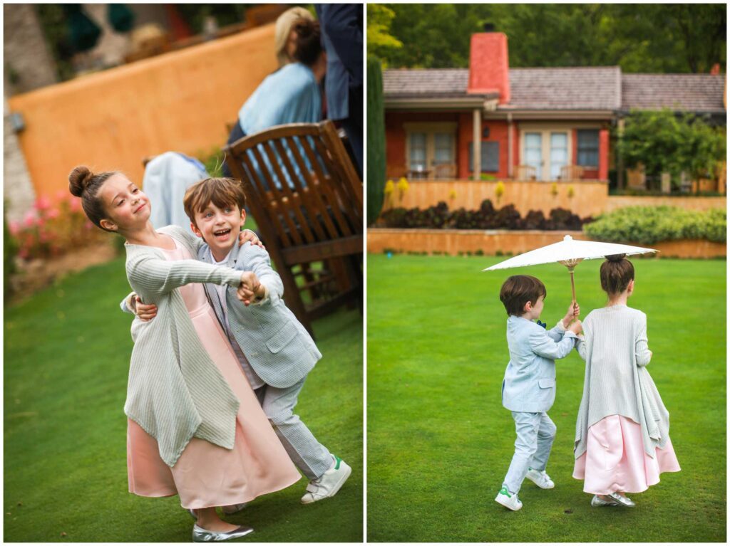 photo of cute kids dancing at outdoor northern california wedding venue