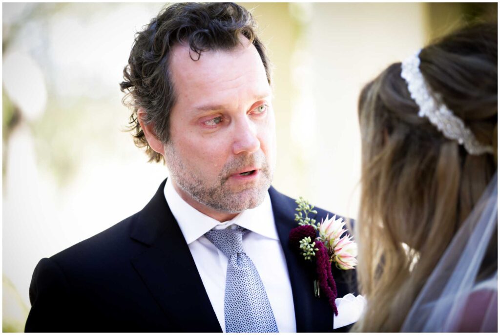 Groom cries during his vows at Carmel Valley wedding