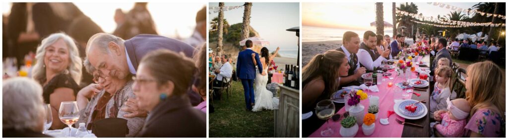santa barbara beach wedding photos of guests enjoying reception