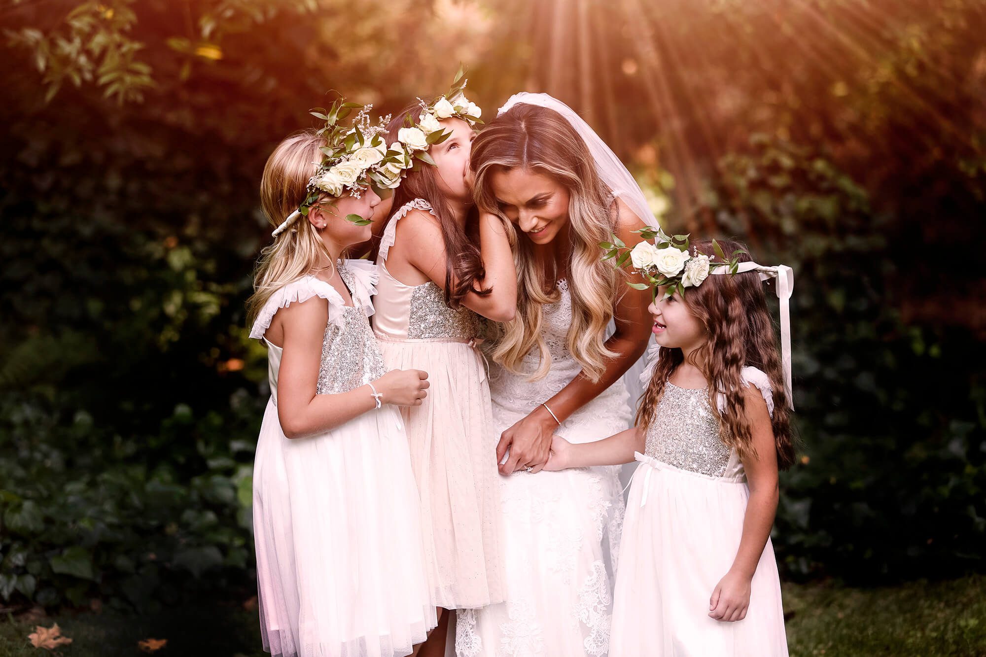 San Francisco wedding photographer - bride with flower girls