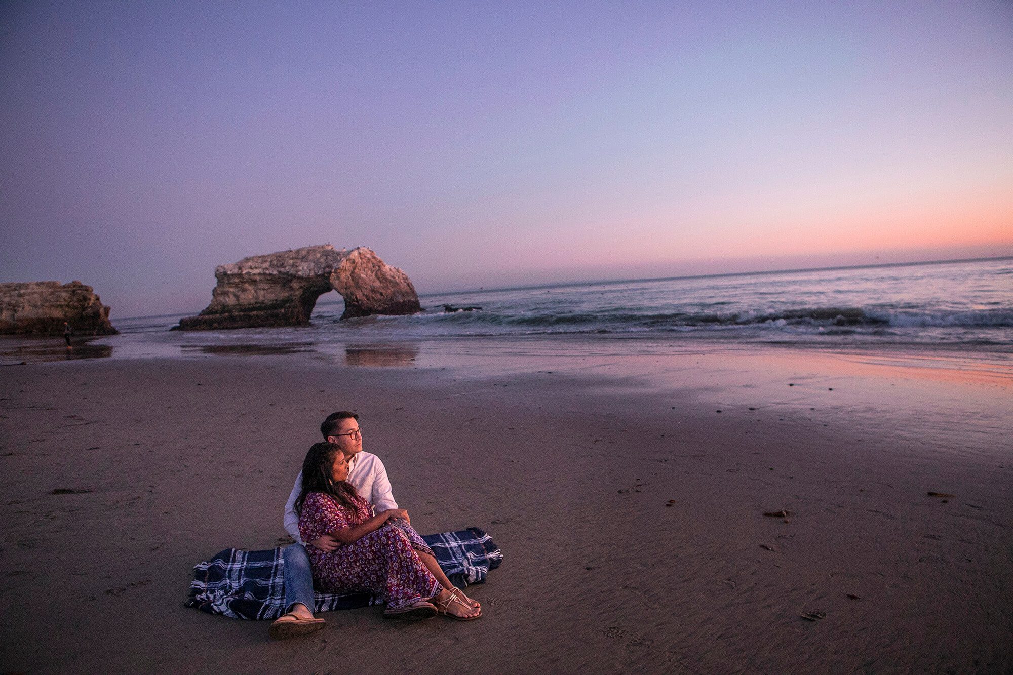 San Francisco engagement photographer - couple on beach at sunset