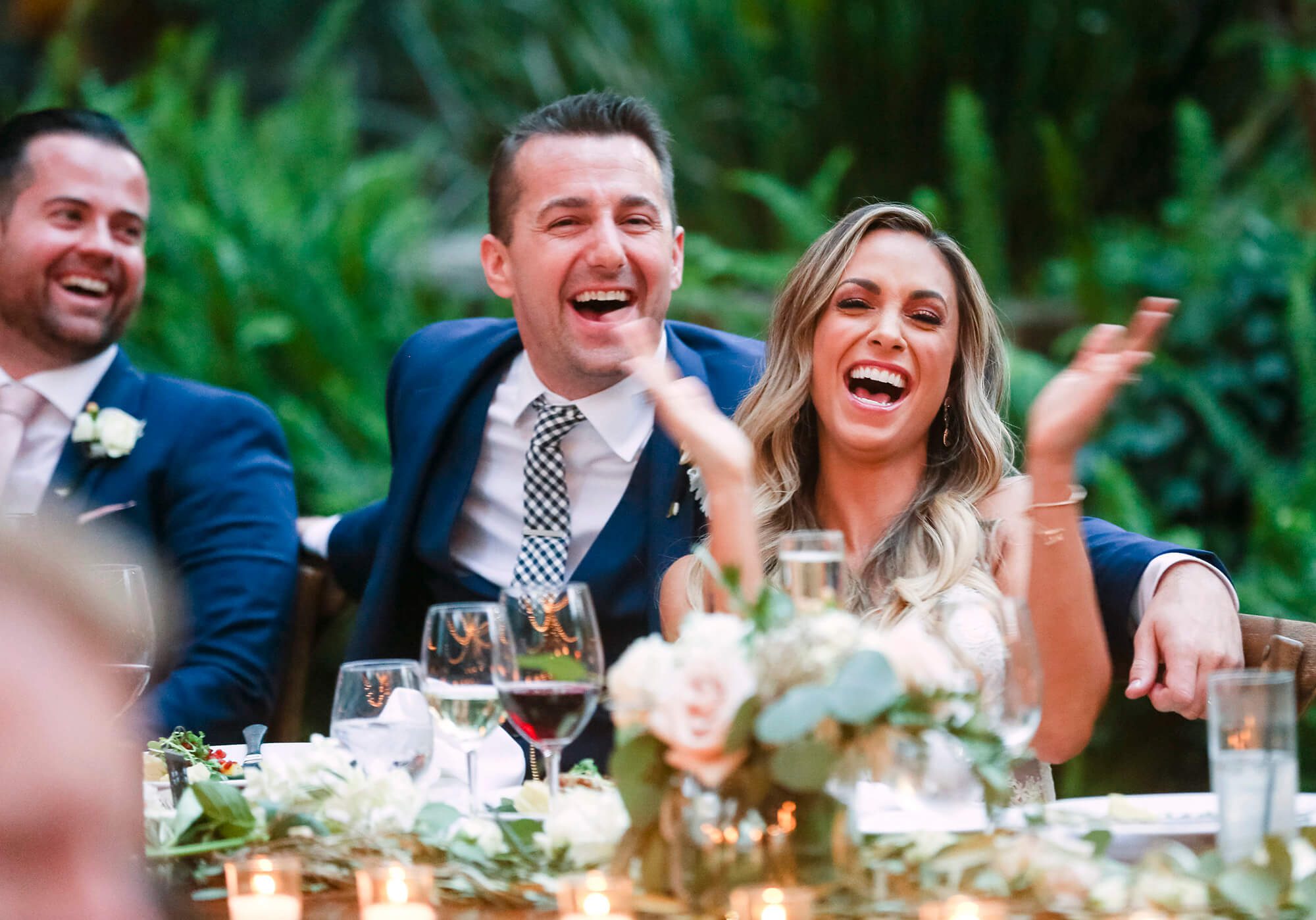 San Francisco wedding photographer - reception, bride laughing