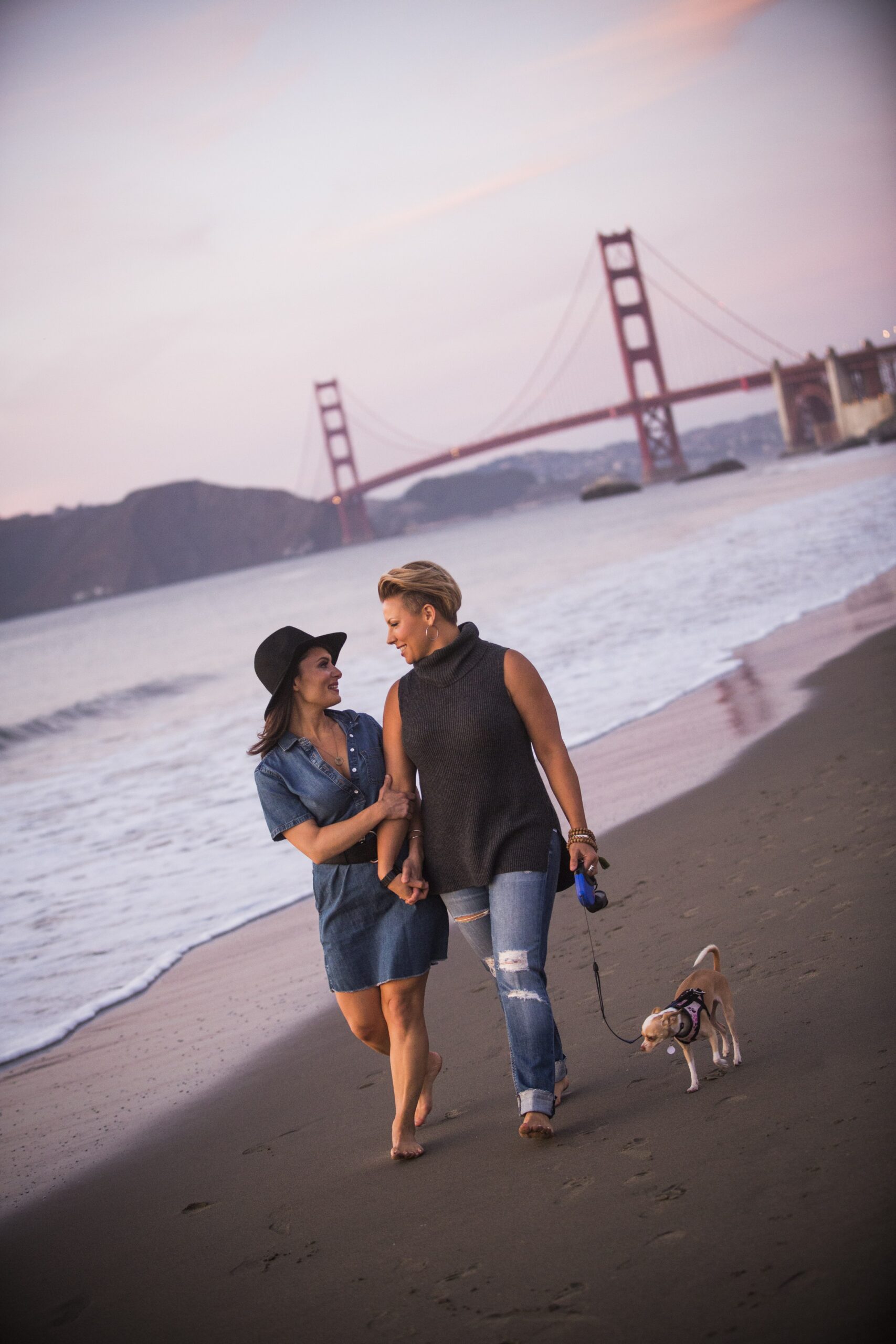 same sex engagement photos on beach in san francisco by Nightingale Photography