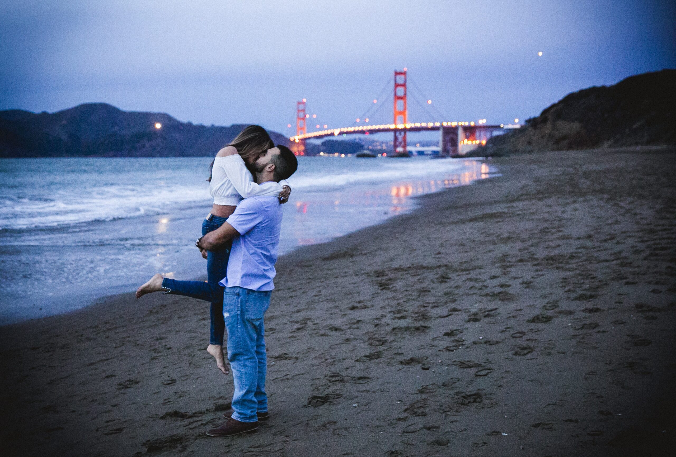 san francisco beach engagement photos at baker beach by Nightingale Photography