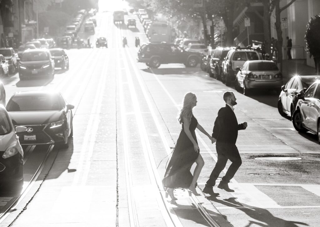 artsy black and white photo engagement session san franciscoby Nightingale Photography